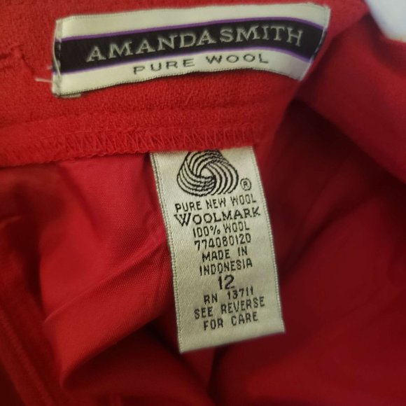 Vintage Amanda Smith Wool Red Jacket/Skirt Suit - Picture 6 of 8